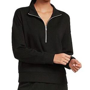 Antonio Melani Active Stand Collar Long Sleeve Half Zip Black Sweatshirt